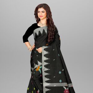 Black Mix Suti Monipuri Saree- কালো মিক্স মণিপুরী সুতি শাড়ি